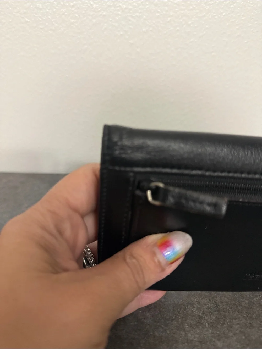 Classic Black Leather Wallet Clutch with Silver Ring Accent Wilson’s Leather